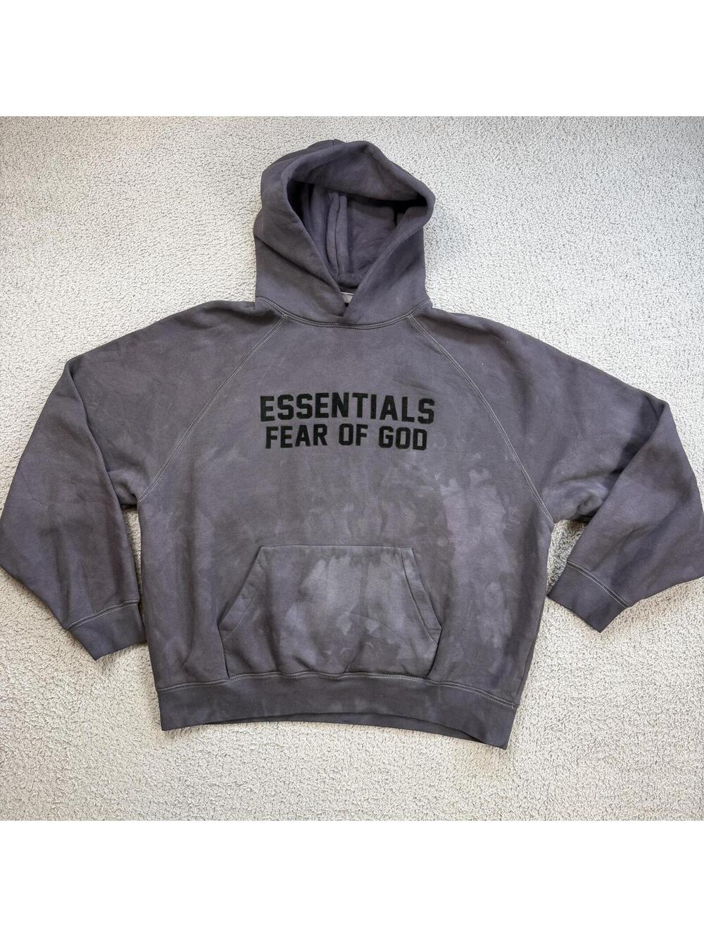 Fear Of God Essentials Hoodie Distressed Washed One Of One Fade Pullover M